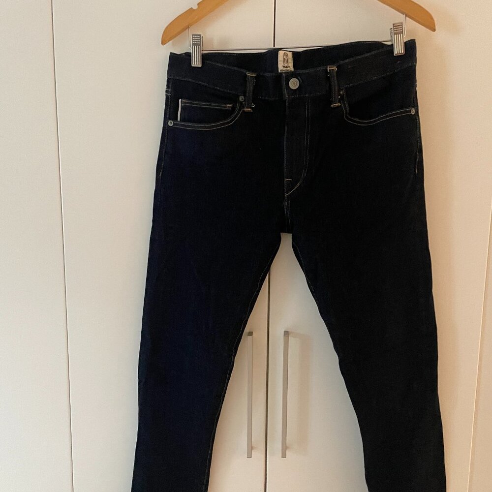 Hiroshi Kato Men's "The Needle" Denim Jeans in Skinny, Indigo Raw Waist 33